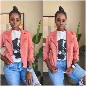 Winter Rose Moto Jacket Size S - Faux Suede